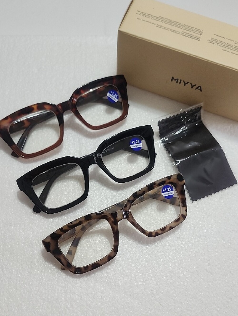 Stylish Reading Blue Light Filter Glasses For Women +1.25 (3- Pack )
